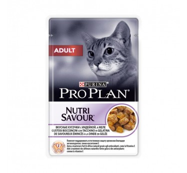 ПРО ПЛАН Влажный корм для взрослых кошек Purina Pro Plan Adult, индейка в желе, пауч, 85 г